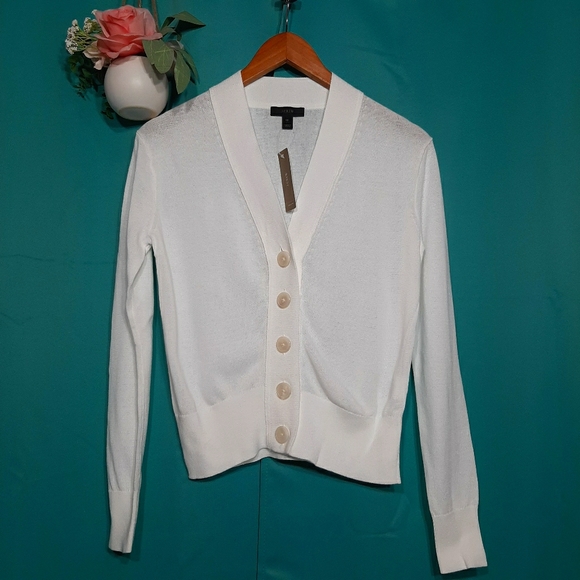 J Crew Sweaters J Crew White Botton Down Vneck Cardigan Poshmark
